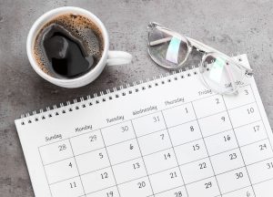 Coffee, Glasses, and Calendar